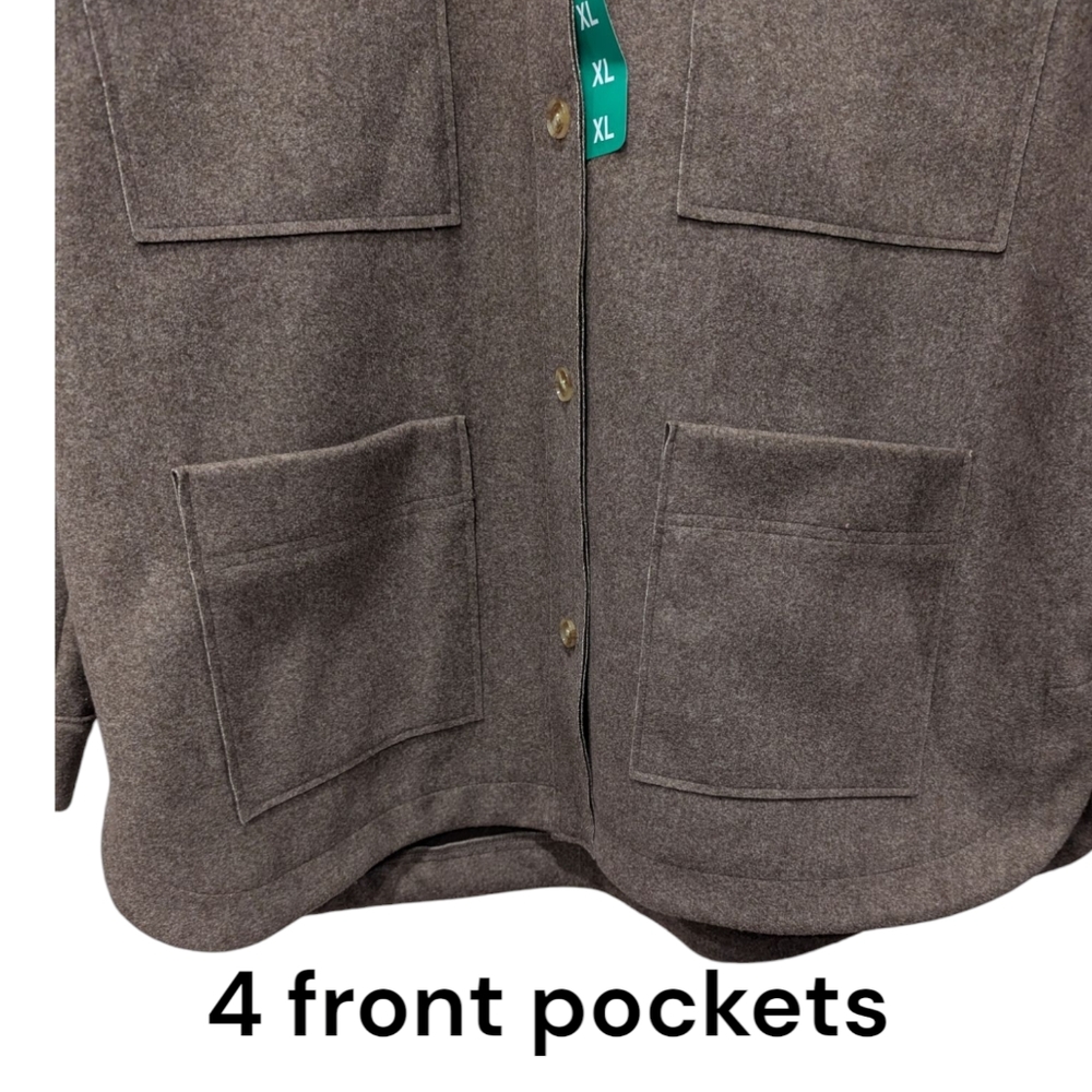 Women's | Banana Republic | Utility Jacket Shacket Classic Collar | Brown | XL - Picture 4 of 11